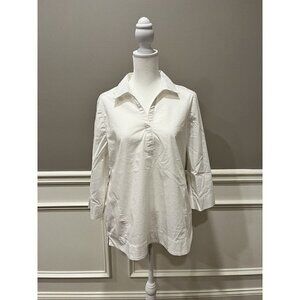 Chico's No Iron Long Shirt Women's Size 0 Button Up 3/4 Sleeve White Pockets